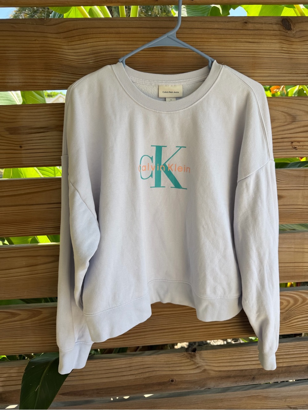 Calvin Klein Women's Light purple lGray Crewneck Sweatshirt